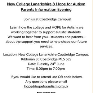 New College Lanarkshire and HOPE for Autism Parents Information Evening
